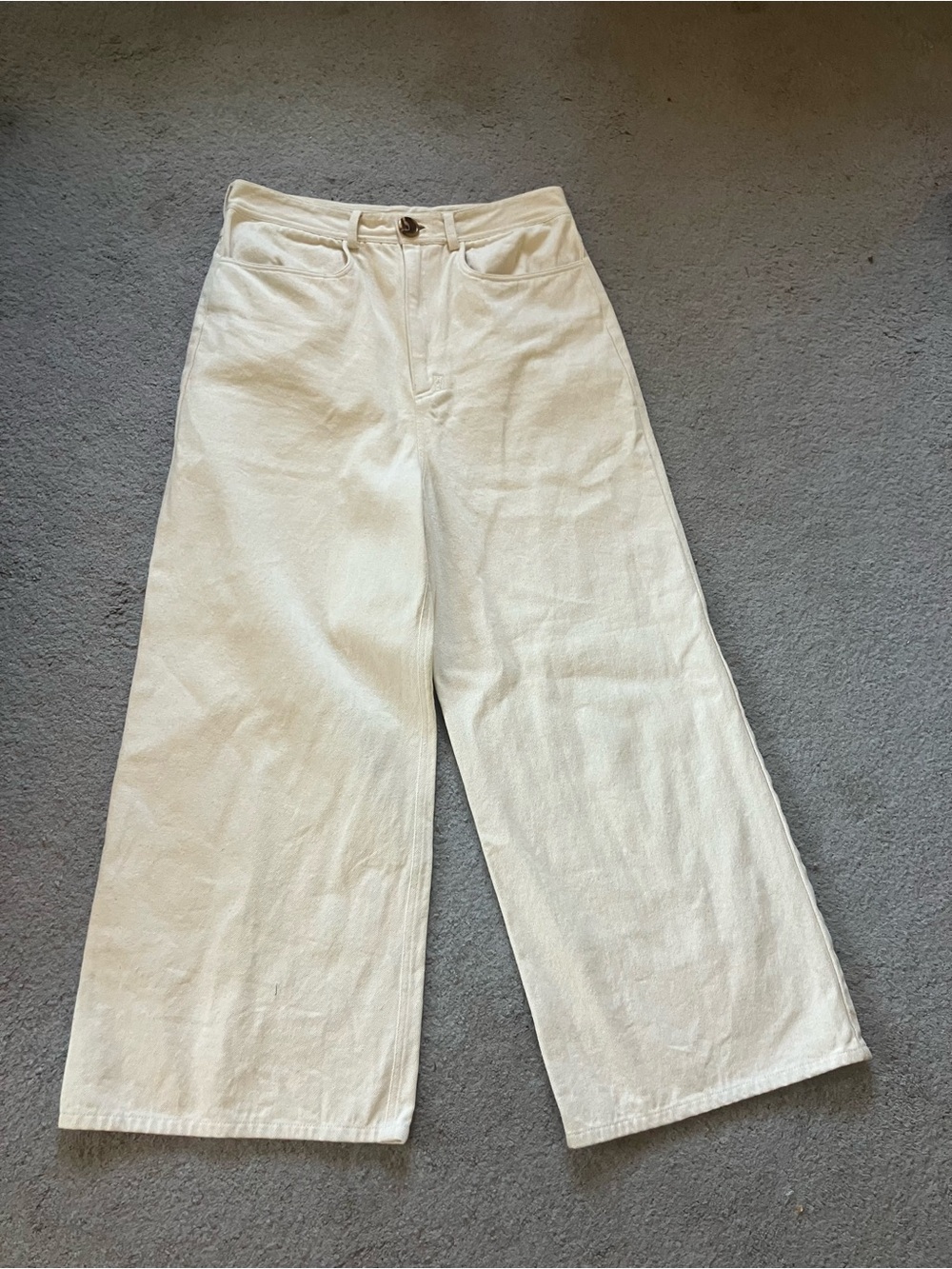 Laude The Label Wide Leg High-Rise Pants (12)in Off-White